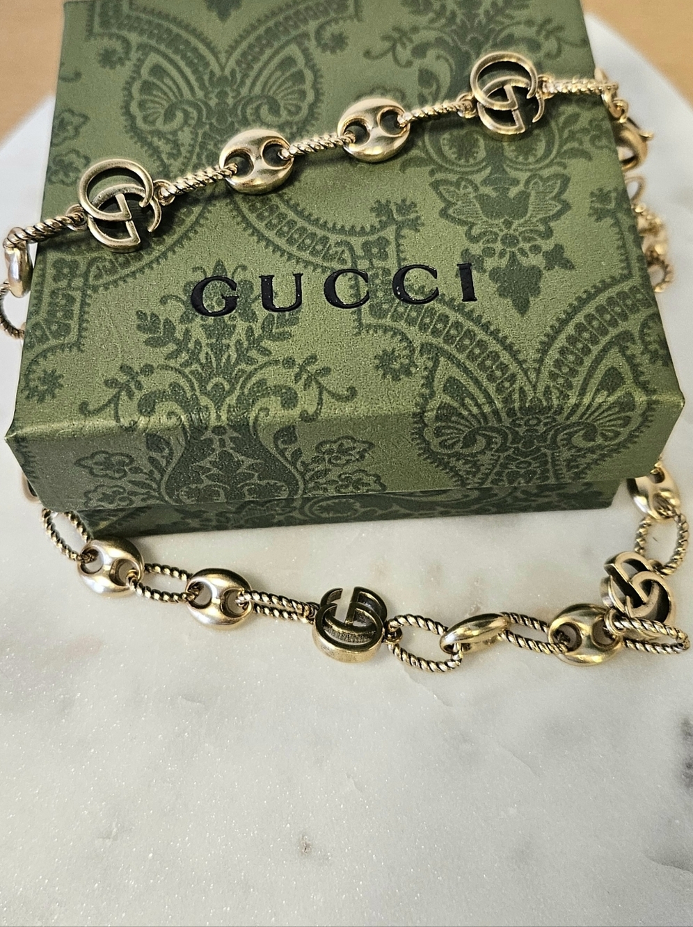 ✨️ GUCCI Gold Plated Interlocking Double GG Link Chain Necklace ✨️ - Picture 3 of 9